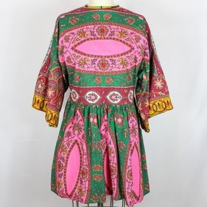 COPY - Vintage pink & green paisley dress 60s 70s